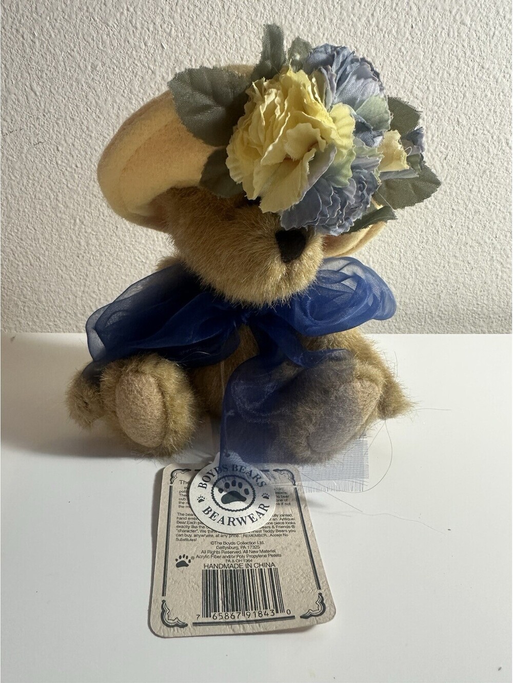 Boyds Bears Nanette Dubeary Bear Floral Hat Blue Bow w/Tags